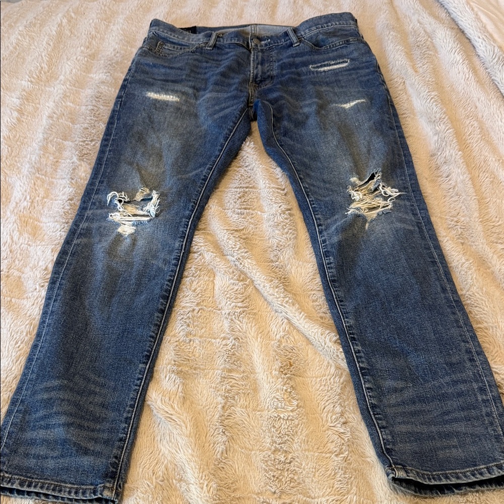 Abercrombie & Fitch Men's Blue Distressed Jeans